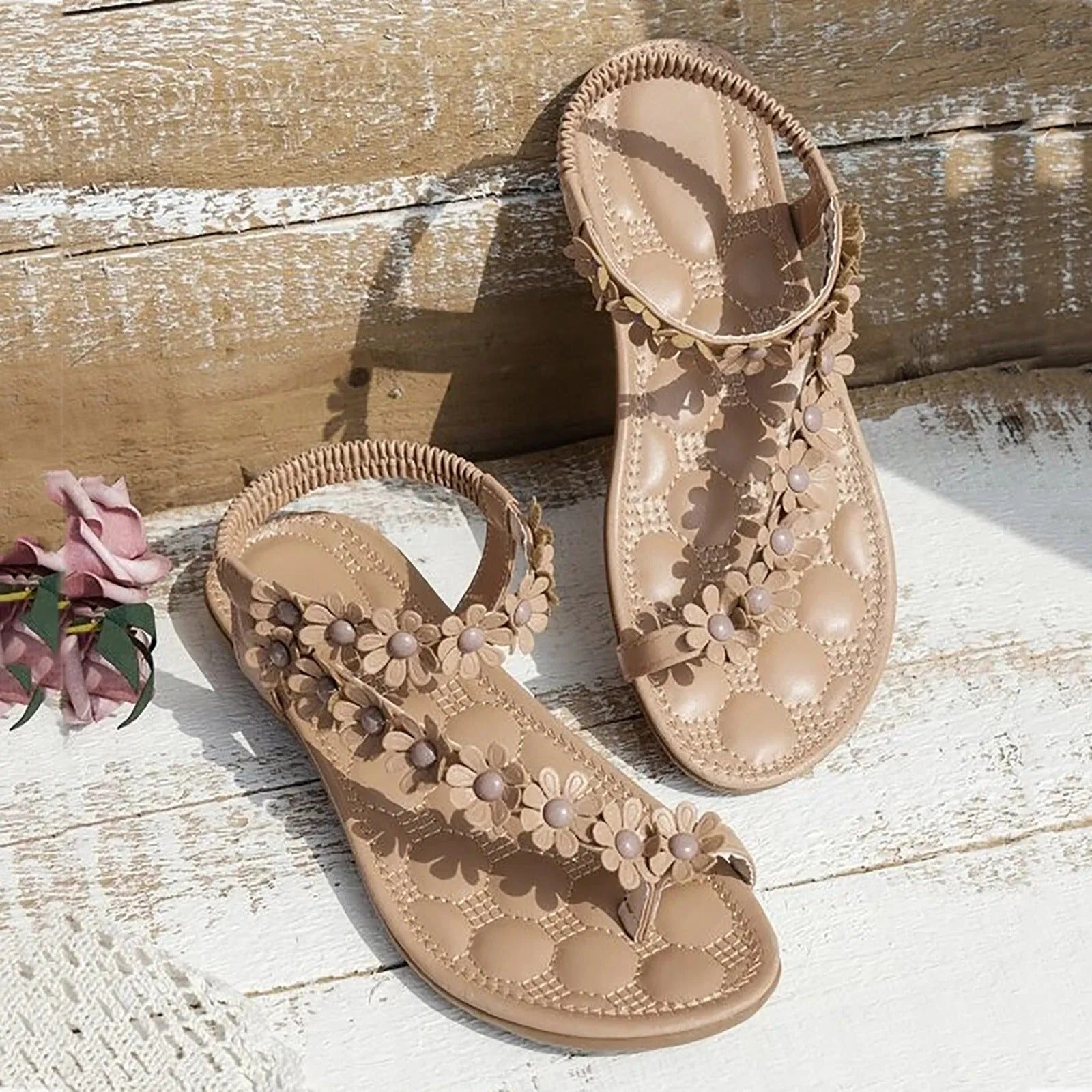 WW | Flache Sommer Blumen Sandalen