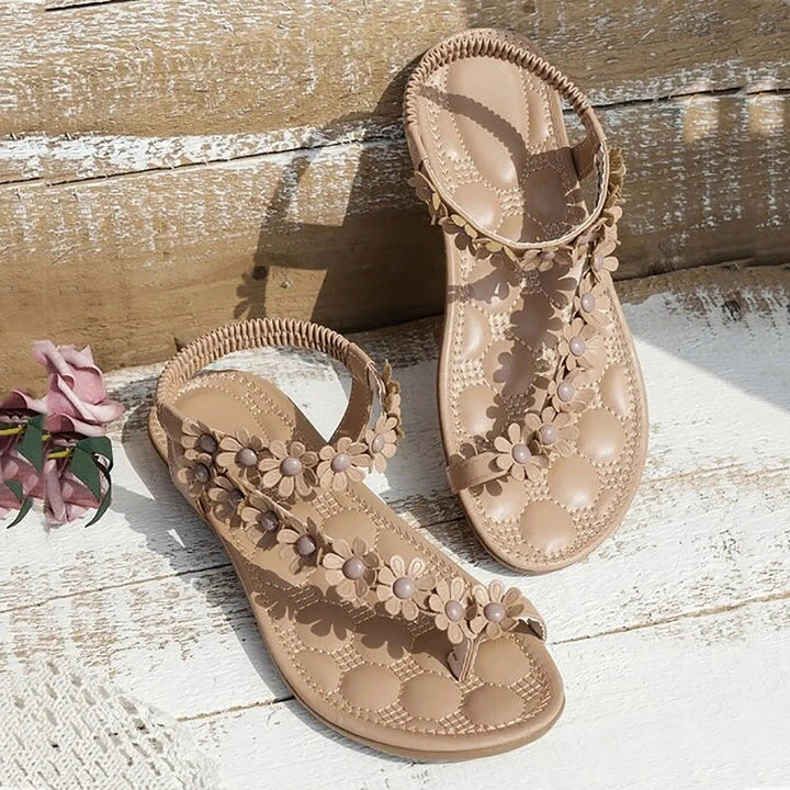 W&W Mode | Flache Sommer Blumen Sandalen