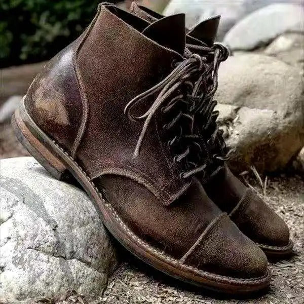 W&W Mode | Weinlese Lederstiefel Mit Schnürung