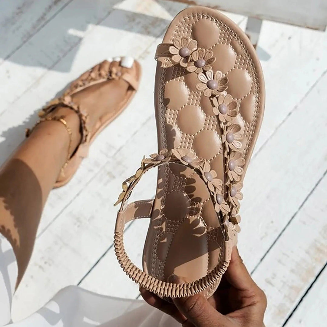 W&W Mode | Flache Sommer Blumen Sandalen