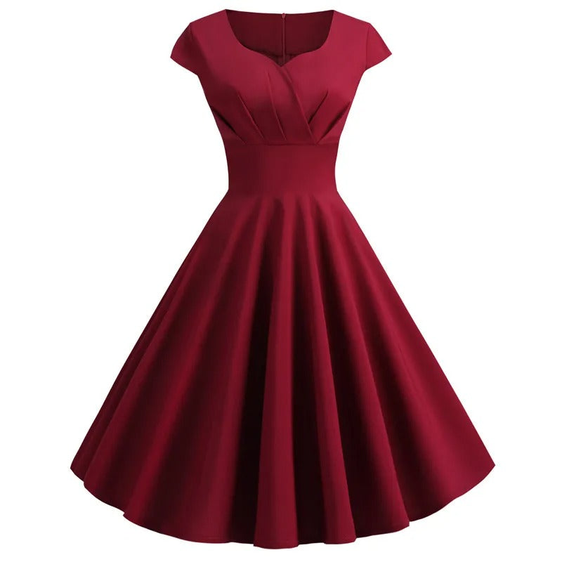 WW | Vintage Sommerkleid mit großem V-Ausschnitt, lockerer Passform und Rüschen