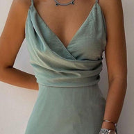 WOLF Elegantes V-Ausschnitt Spaghetti Träger Prom Formales Kleid