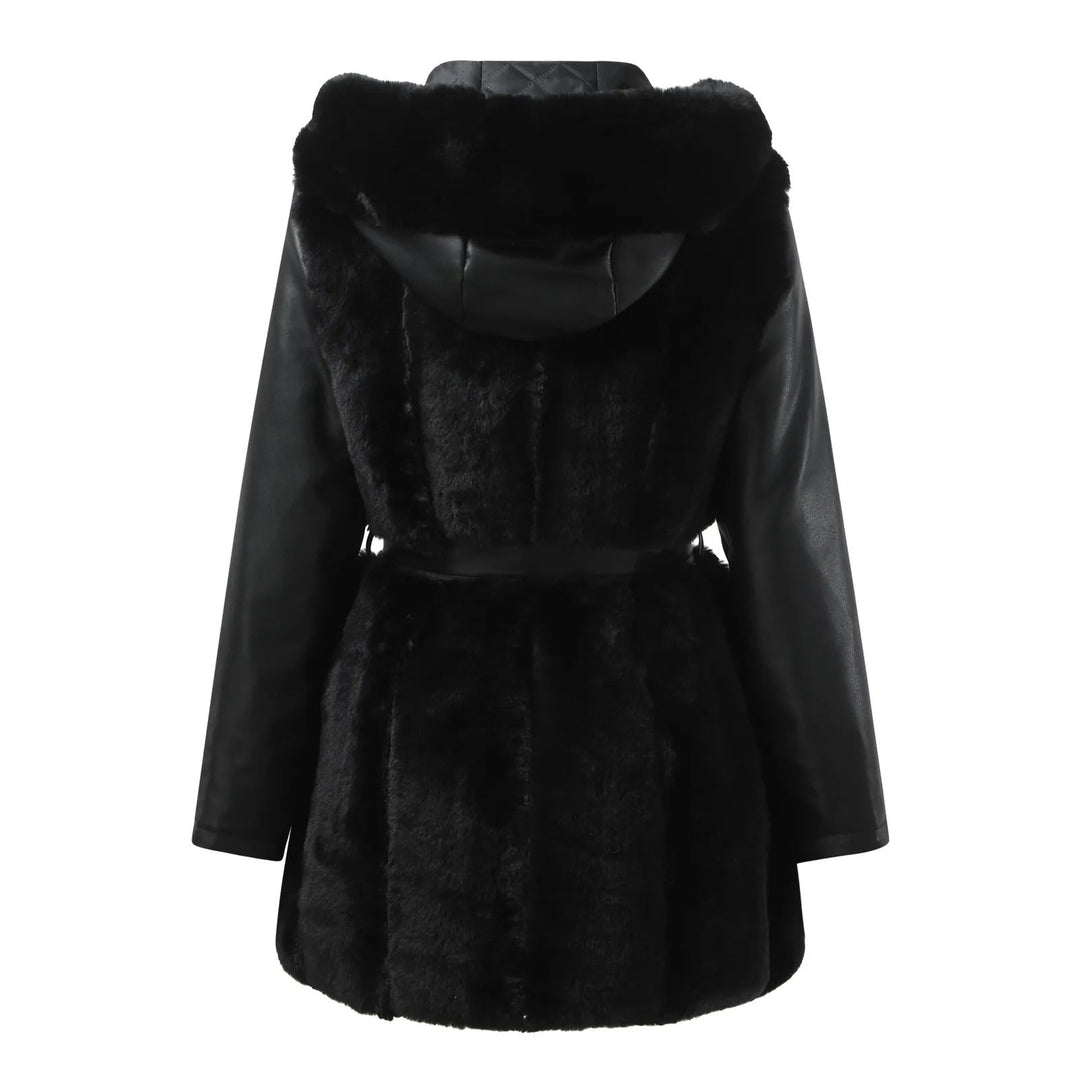 W&W Mode | Stilvolle vegane Lederjacke mit Kunstfellkragen für Damen