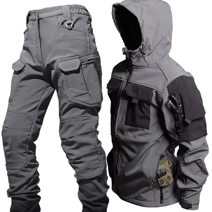 Herren-Outdoor-Set mit Kapuzenjacke und verstärkten Knien