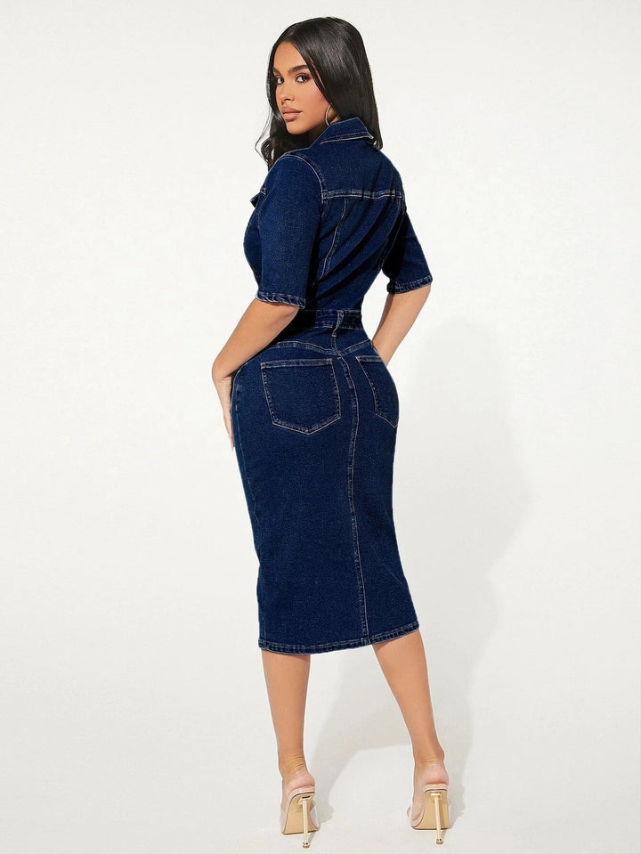 W&W Mode | Langes Damenjeanskleid Im Modernen Design
