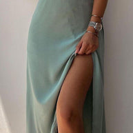 Schickes V-Ausschnitt Spaghetti Träger Abendkleid