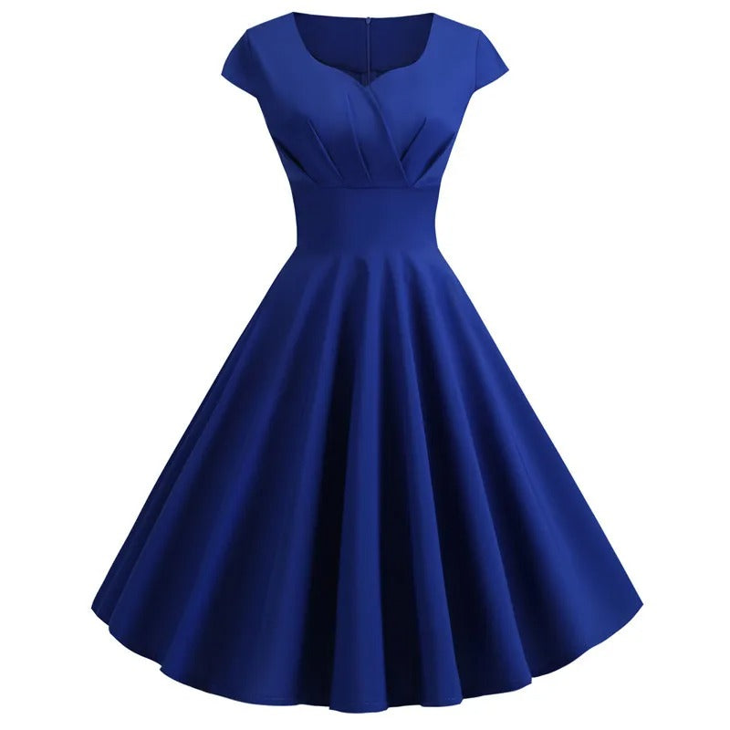 WW | Vintage Sommerkleid mit großem V-Ausschnitt, lockerer Passform und Rüschen