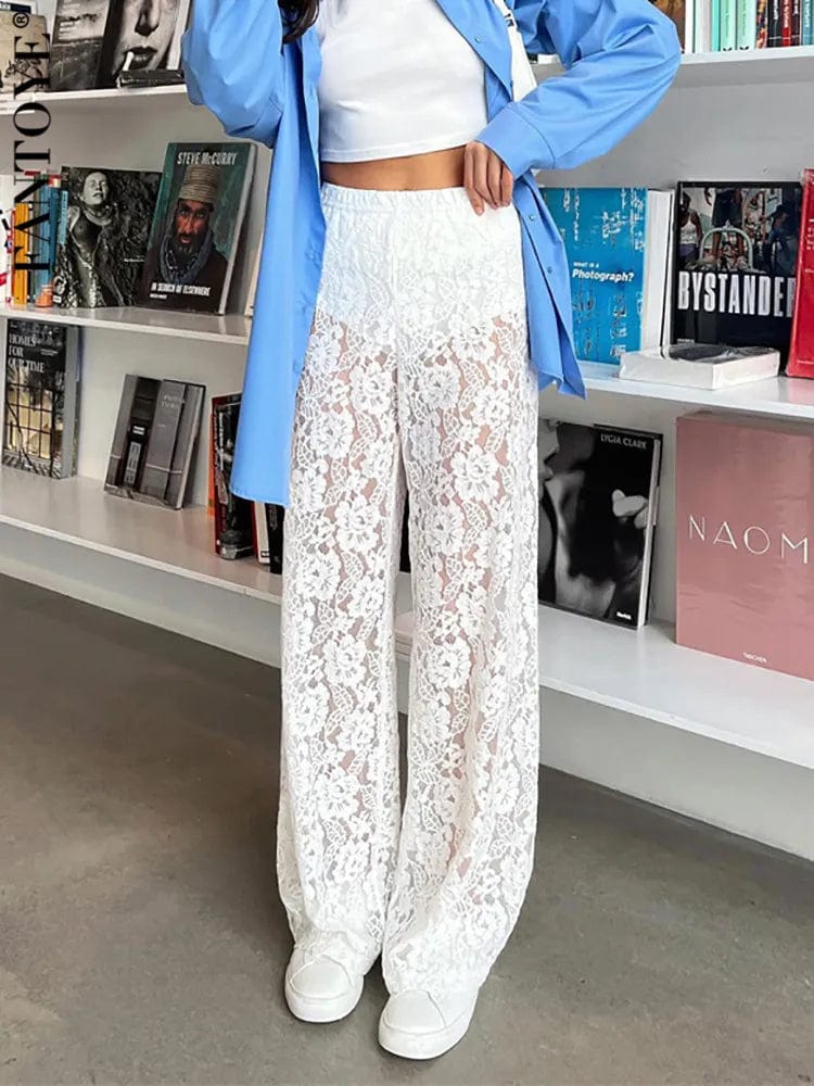 WW | Spitzenhose Elegante Weiße & Schwarze Spitzenhose