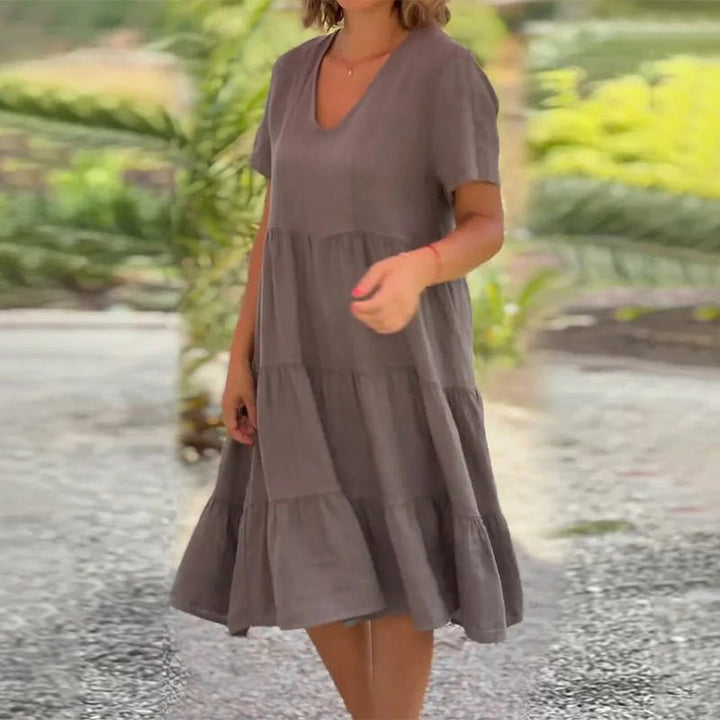 W&W Mode | V-ausschnitt Leinenkleid Für Damen