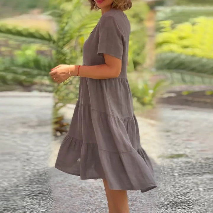 W&W Mode | V-ausschnitt Leinenkleid Für Damen