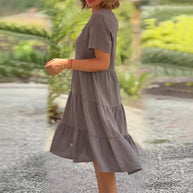 WW | V-ausschnitt Leinenkleid Für Damen