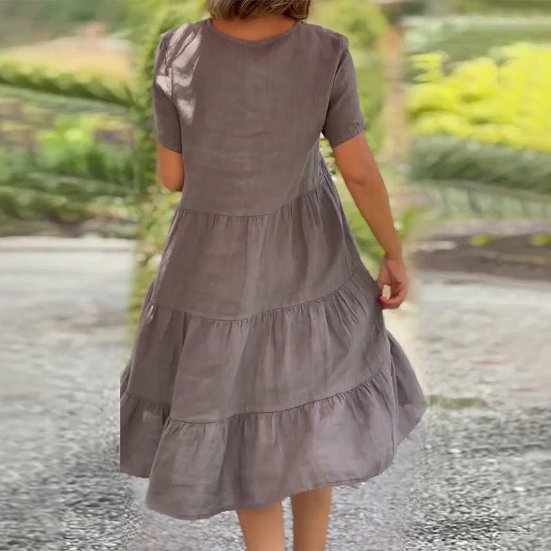 W&W Mode | V-ausschnitt Leinenkleid Für Damen