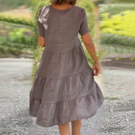 WW | V-ausschnitt Leinenkleid Für Damen