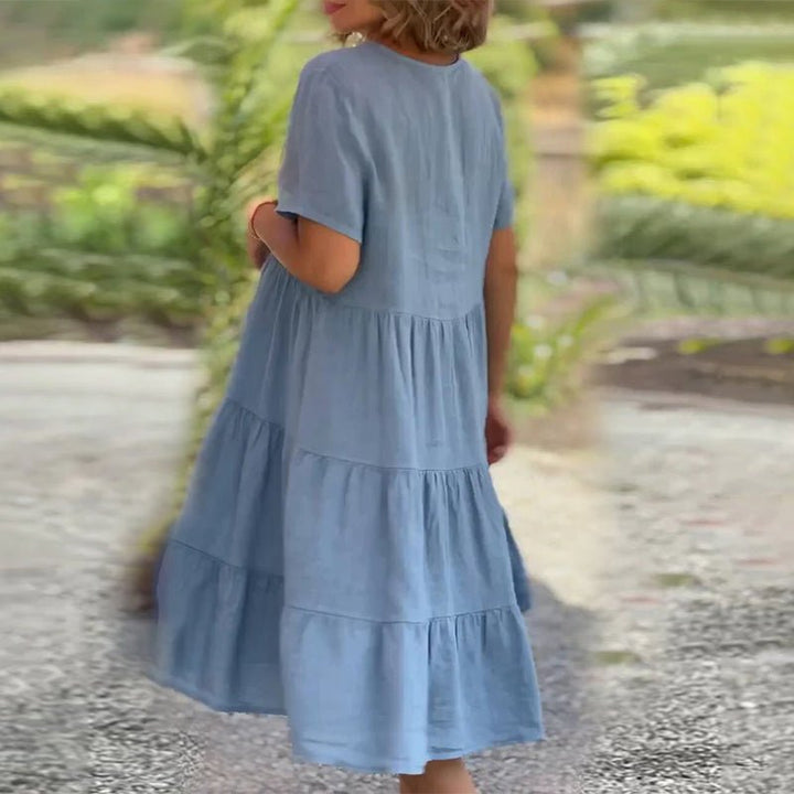 W&W Mode | V-ausschnitt Leinenkleid Für Damen