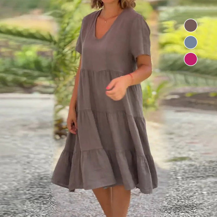 W&W Mode | V-ausschnitt Leinenkleid Für Damen