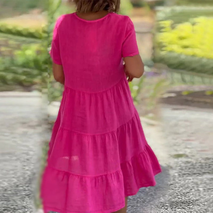 W&W Mode | V-ausschnitt Leinenkleid Für Damen