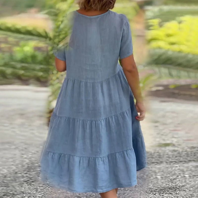 W&W Mode | V-ausschnitt Leinenkleid Für Damen
