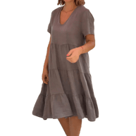 WW | V-ausschnitt Leinenkleid Für Damen
