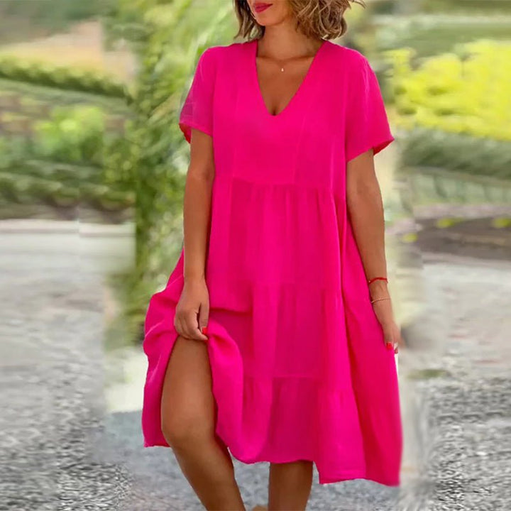W&W Mode | V-ausschnitt Leinenkleid Für Damen