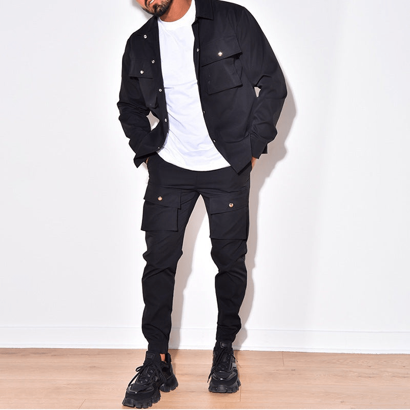WW | Zweiteilig Herren Cargo Anzug Herren Cargo Hose & Hemd Trendy
