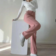WW | Waist-Pinke Gerade Jeans für Frauen
