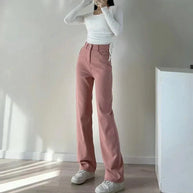 WW | Waist-Pinke Gerade Jeans für Frauen