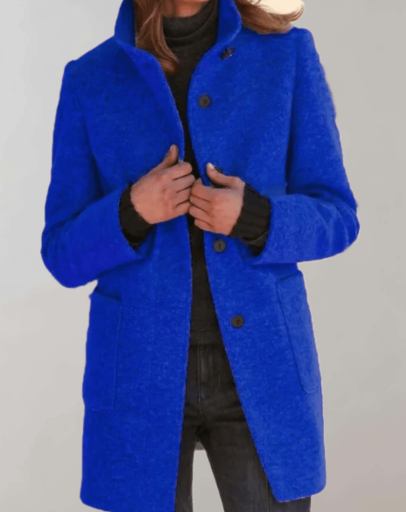 WW | Elegante Damen Halblange Wolljacke Mit Stehkragen Lässiges Design