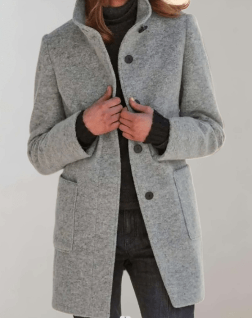 WW | Elegante Damen Halblange Wolljacke Mit Stehkragen Lässiges Design