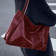 WW | Große Damen Leder Schultertasche Handtasche Shopper Burgunderrot