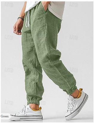 W&W Mode | Herren Cargohose Aus Leinen Luftige Sommerhose Mit Hoher Taille