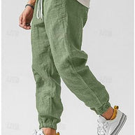 WW | Herren Cargohose Aus Leinen Luftige Sommerhose Mit Hoher Taille