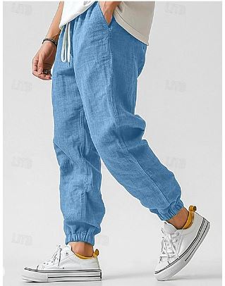 W&W Mode | Herren Cargohose Aus Leinen Luftige Sommerhose Mit Hoher Taille