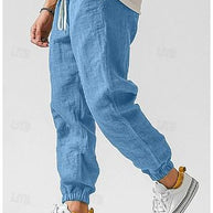 WW | Herren Cargohose Aus Leinen Luftige Sommerhose Mit Hoher Taille