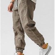 WW | Herren Cargohose Aus Leinen Luftige Sommerhose Mit Hoher Taille