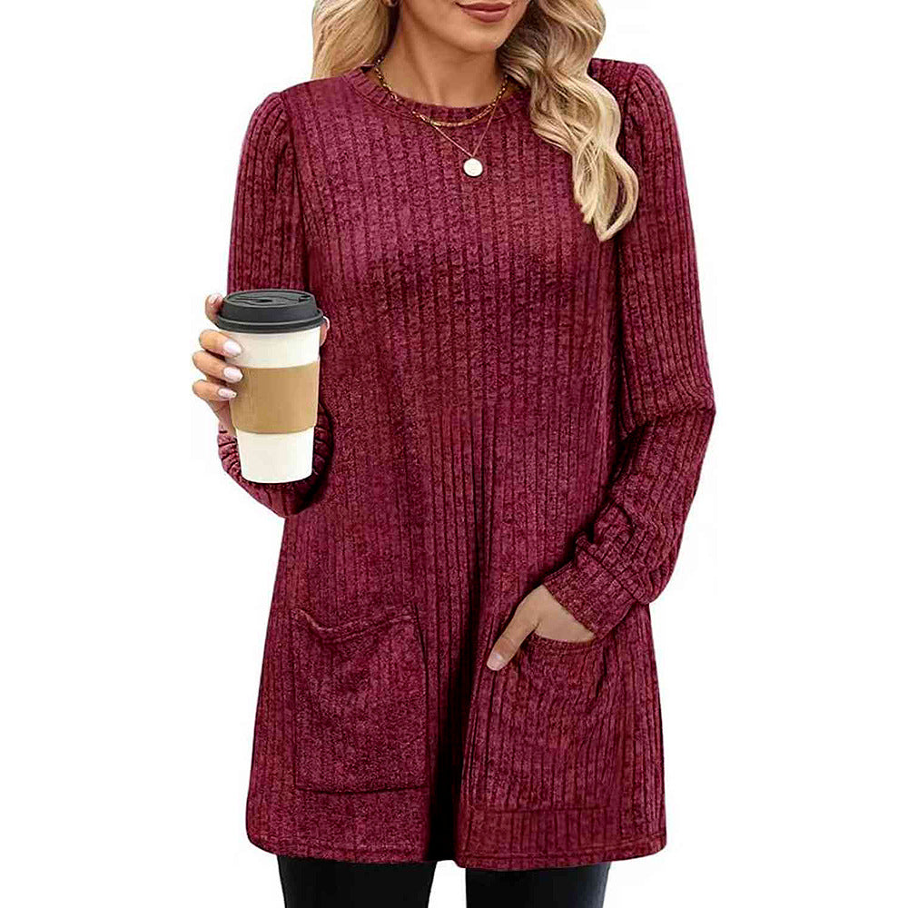 WW |  Herbst und Winter neue halblange Pullover Kleid Frau