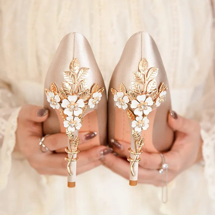 Damen Metallic-Stiletto-Pumps mit verstellbarem Riemen