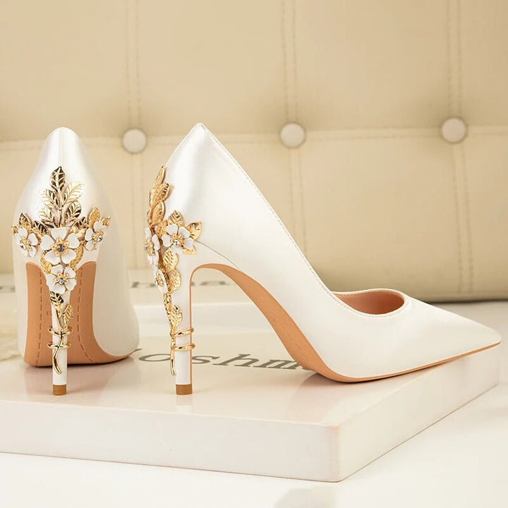 Damen Metallic-Stiletto-Pumps mit verstellbarem Riemen