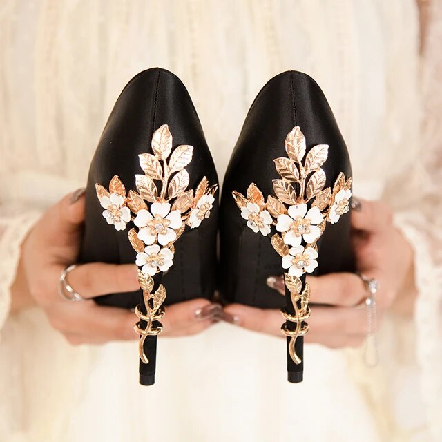 Damen Metallic-Stiletto-Pumps mit verstellbarem Riemen