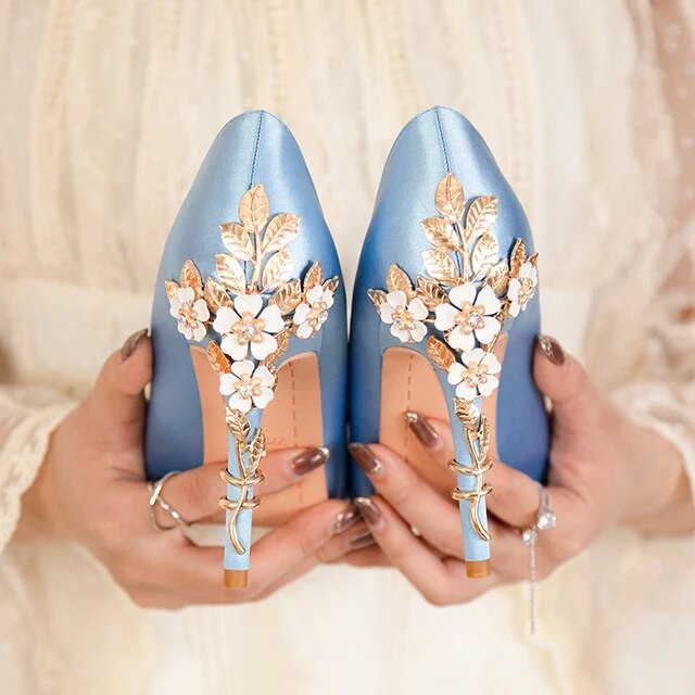 Damen Metallic-Stiletto-Pumps mit verstellbarem Riemen