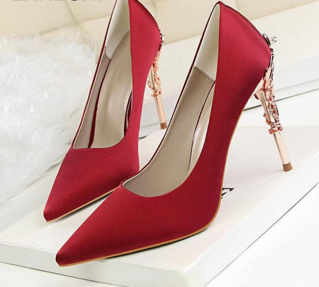 WW | Metall Geschnitzte Pumps Elegante High Heels