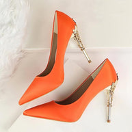 WW | Metall Geschnitzte Pumps Elegante High Heels