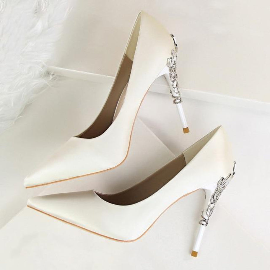 WW | Metall Geschnitzte Pumps Elegante High Heels