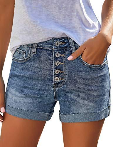 WW | Mid Rise Shorts Frayed Raw Hem Ripped Denim Jean Shorts