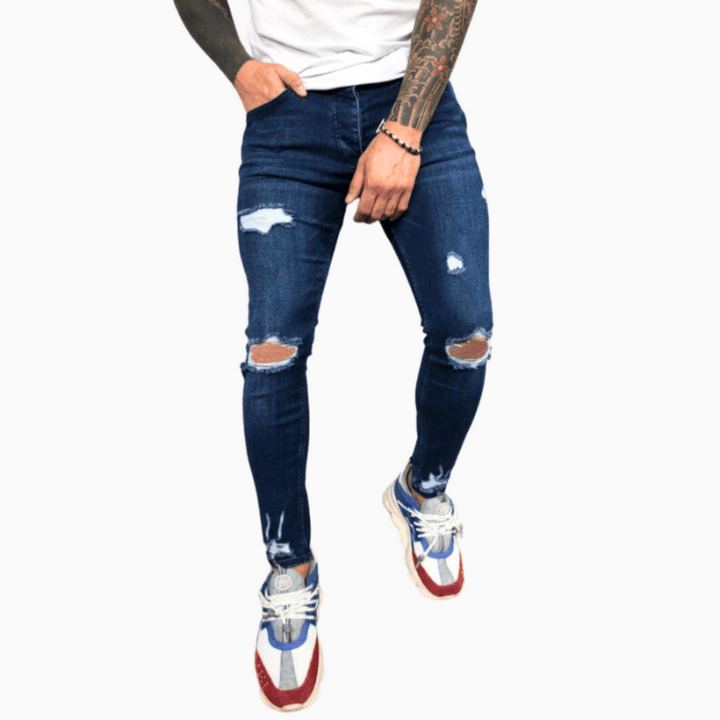 W&W Mode | Herrenhose Trendy Skinny Jeans Mit Rissen Bequem & Stretch
