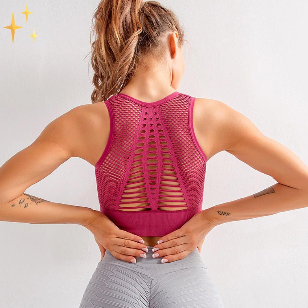 Damen Sport-BH-Top mit gekreuzten Trägern und Netzrücken