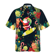 WW | Hyperfavor Weihnachten Santa Surfen Hawaiian Shirt, Weihnachten Shirts Kurzarm Button-Down Shirt für Männer und Frauen