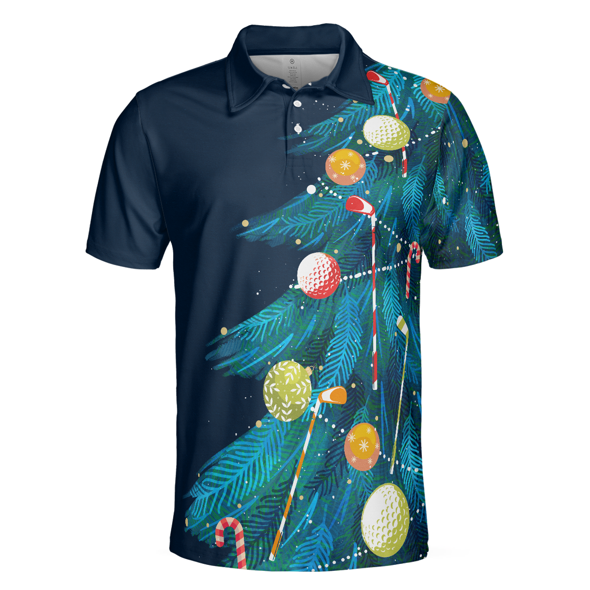 WW | Weihnachts Golf Polo Shirts - Herren Golf Polo Shirts Kurzarm - Weihnachtsbaum Muster Shirt Dry Fit - Weihnachts Shirt Geschenkidee für Männer
