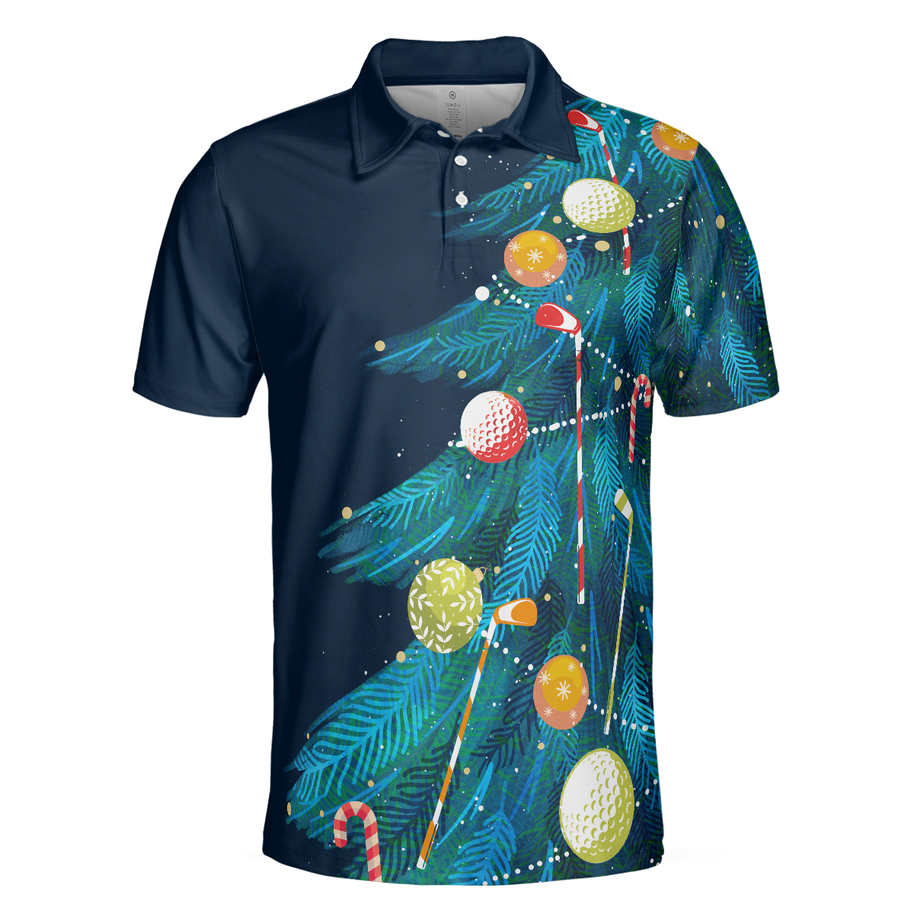 WW | Weihnachts Golf Polo Shirts - Herren Golf Polo Shirts Kurzarm - Weihnachtsbaum Muster Shirt Dry Fit - Weihnachts Shirt Geschenkidee für Männer