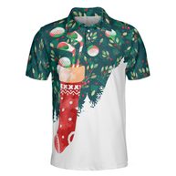 WW | Weihnachts-Golf-Polo-Shirts für Männer und Frauen, Weihnachtssocken mit Golfball-Muster Herren-Shirt Kurzarm