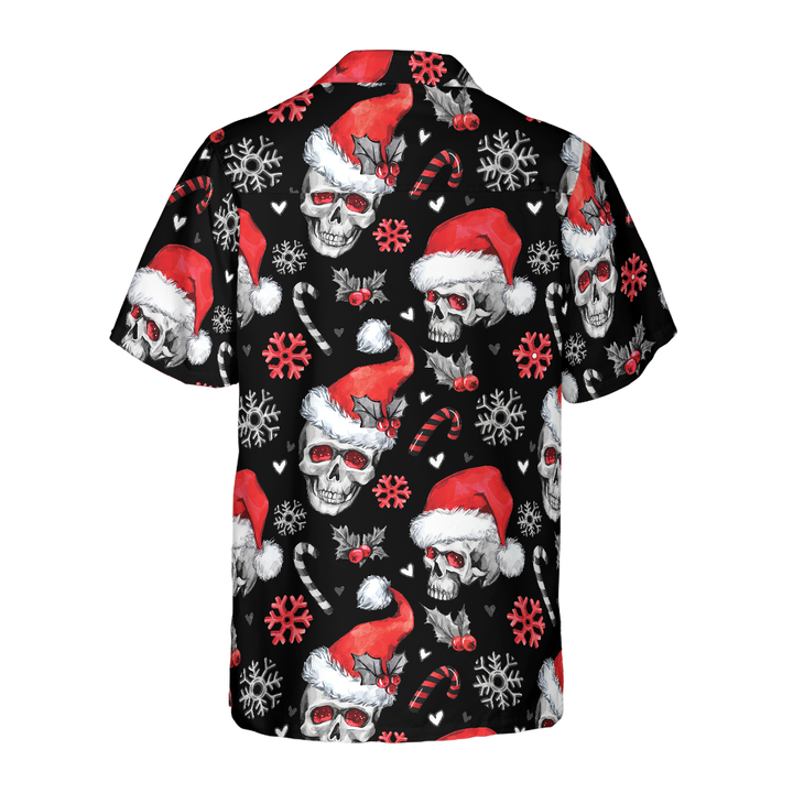 W&W Mode | Weihnachts-Schädel mit Zuckerstangen Weihnachts-Hawaiian-Shirt, Schädel Weihnachts-Hawaiian-Shirt für Herren
